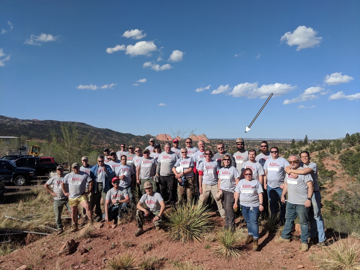 Team Rubicon Op Floating Rock crew photo — debris removal operation near Garden of the Gods, Colorado Springs